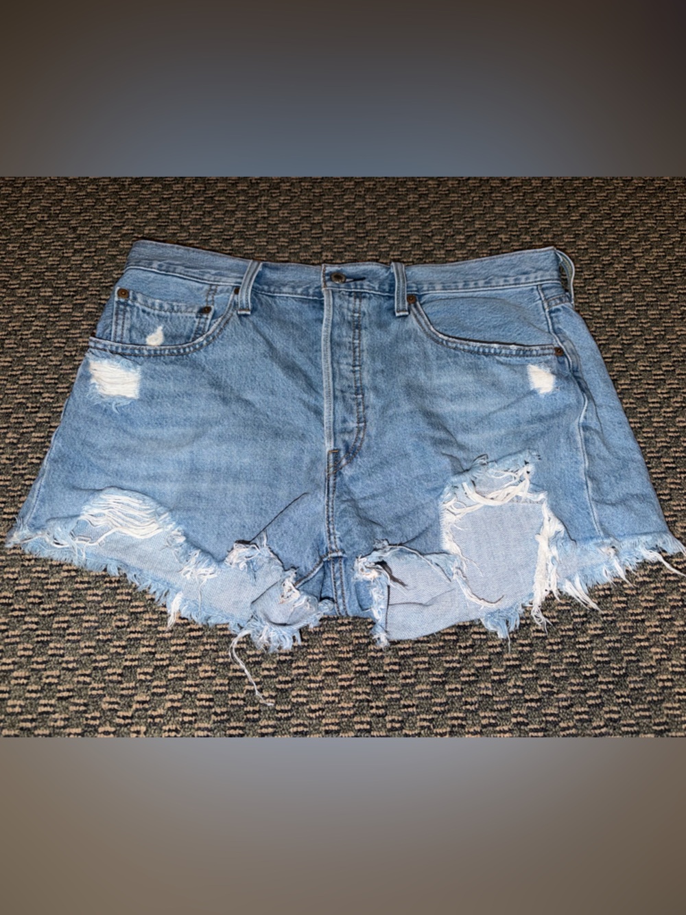 Levi's Light Blue Distressed Denim Cutoff Shorts